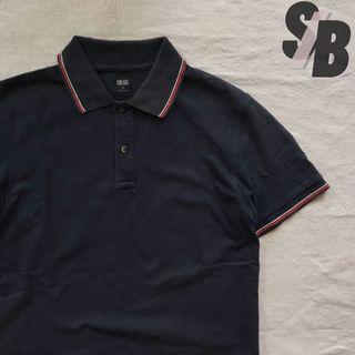 Uniqlo Dry Pique Twin Tipped Polo Shirt Navy