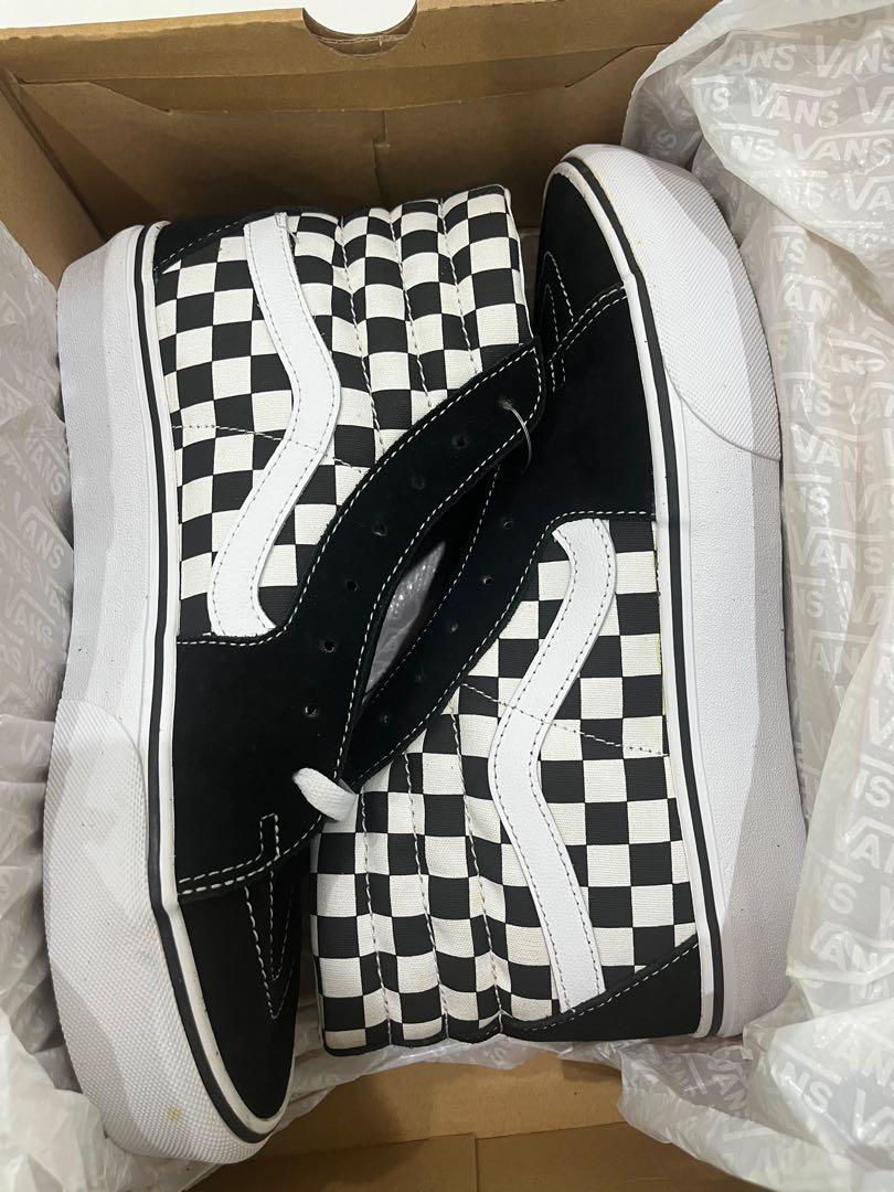 platform checkered vans high top