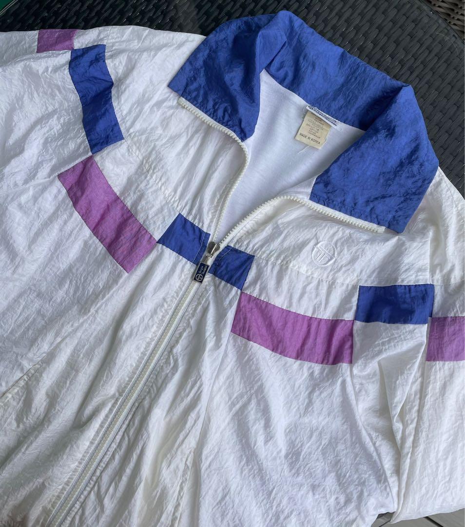 vintage purple blue white windbreaker jacket y2k sergio tacchini