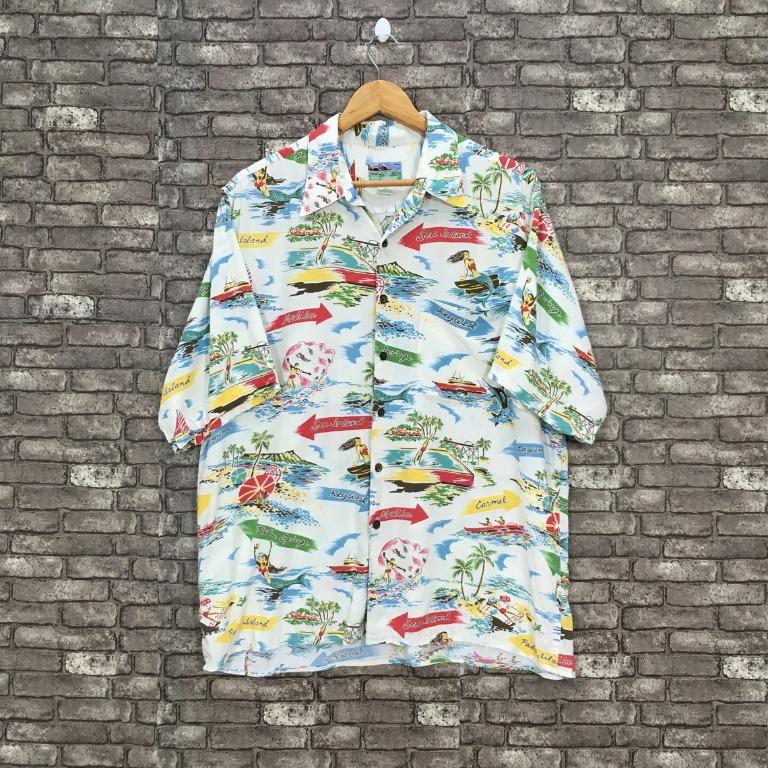 Vintage 80s 90s Reyn Spooner Fish Print Cotton Shirt sz M