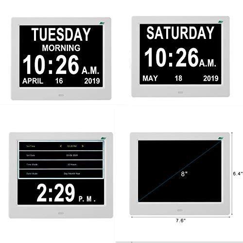 YCOO [2019 Newest] Digital Calendar Day Clock with 8″ Display Digital