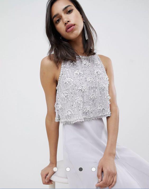 Embellished crop top midi dress shop