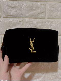 [Authentic] YSL suede Makeup/ cosmetic pouch/accessories/hand carry pouch bag/ accessories pouch/ storage pouch Black limited edition perempuan pouch bag