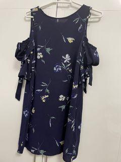Blue floral off shoulder dress