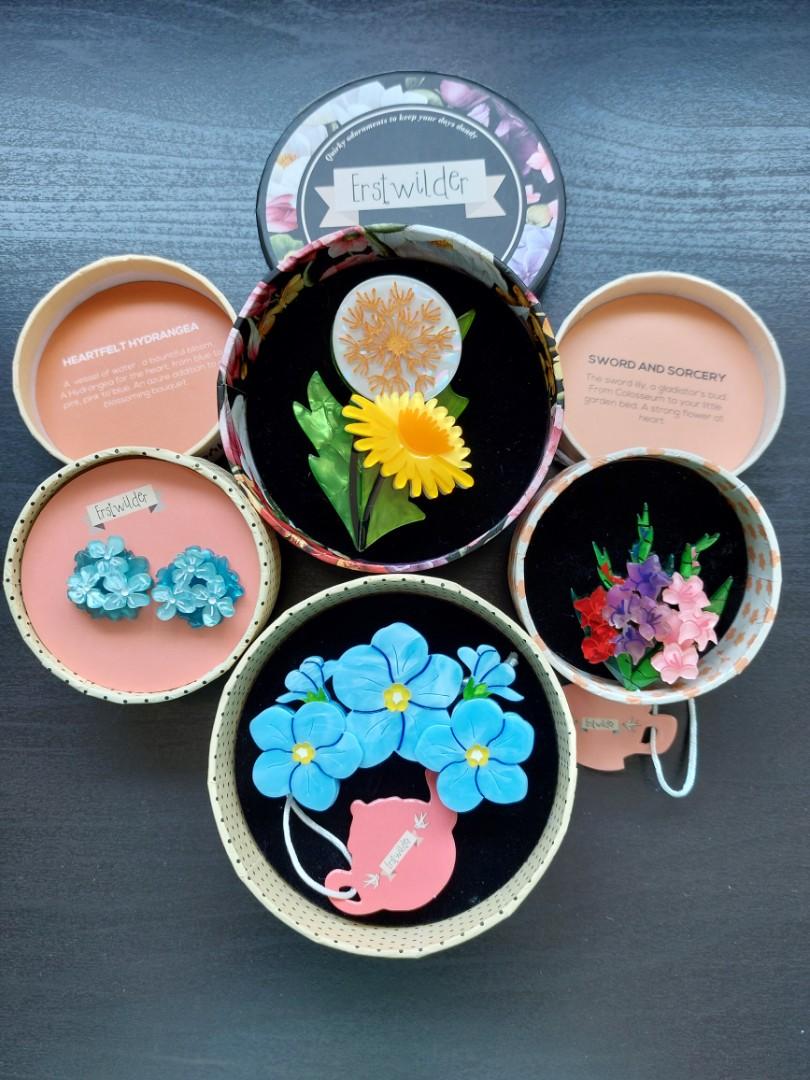 BNIB Erstwilder Floral Affair Brooches Ear Studs