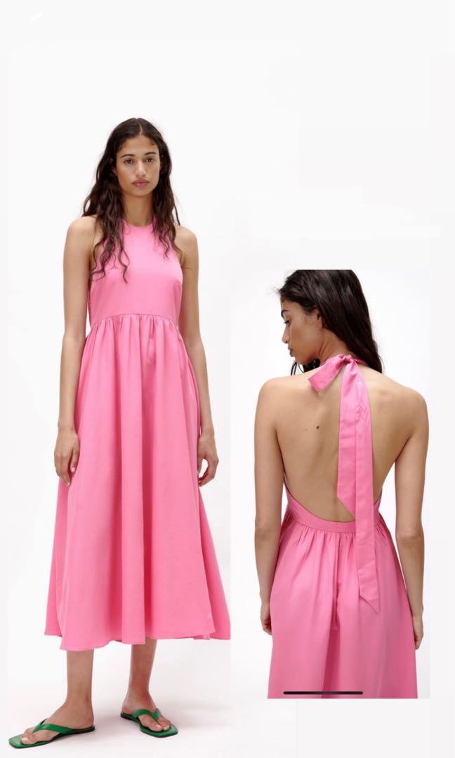 Zara pink top halter neck dress