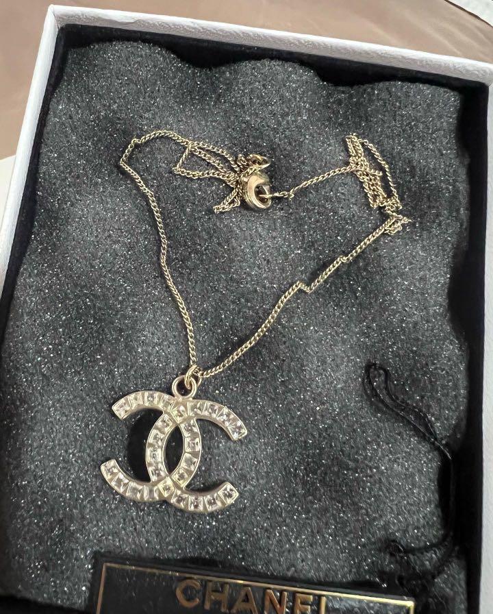 Chanel Necklace Women Silver Coco Mark Rhinestone Logo Authentic Rare From  Japan