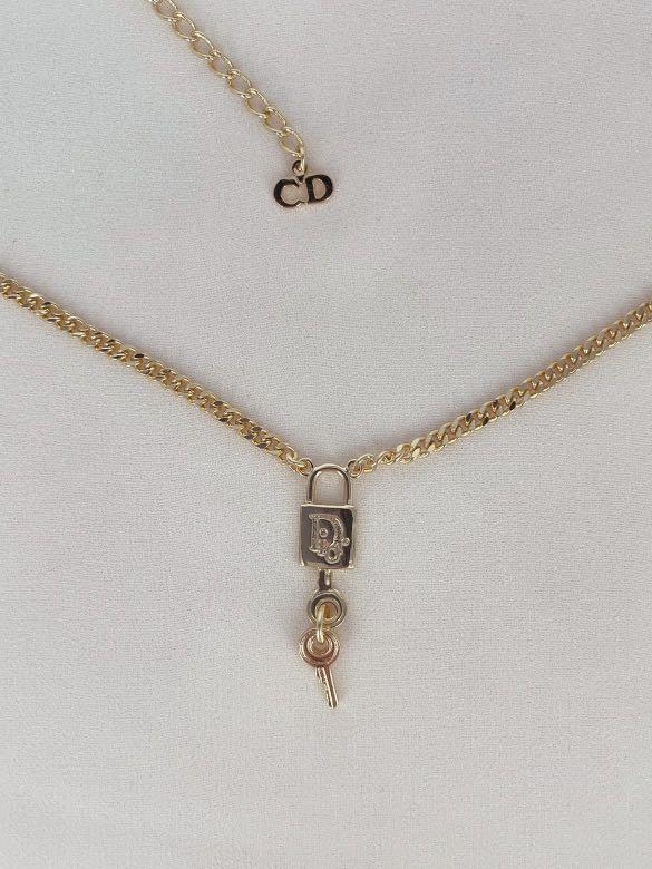 100 authentic Christian Dior Rank SA lock and keys necklace vintage
