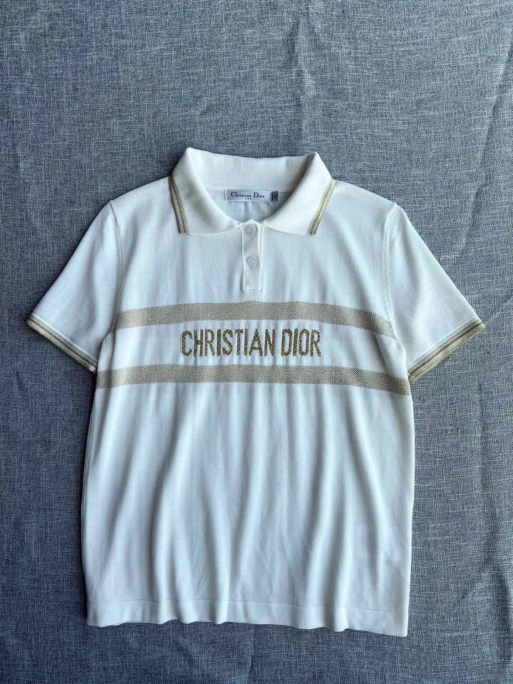 Christian Dior Polo Shirt White Cotton Luxury Apparel on Carousell