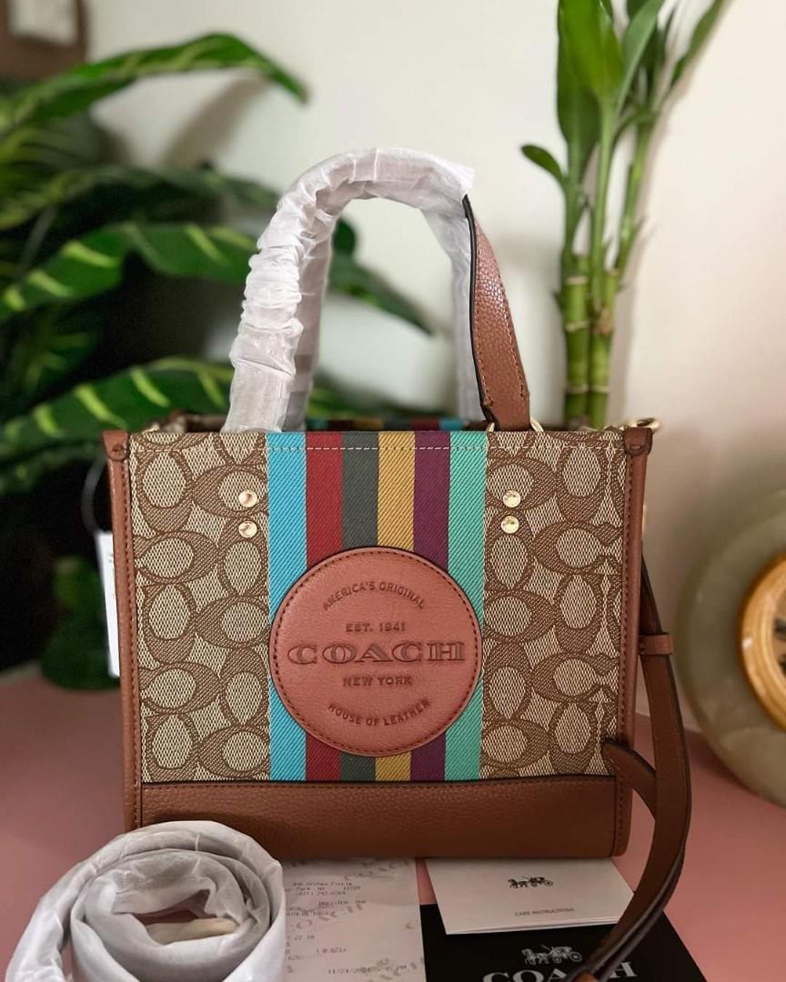 Coach Dempsey Tote 22 in Signature Jacquard with Stripe, Women's