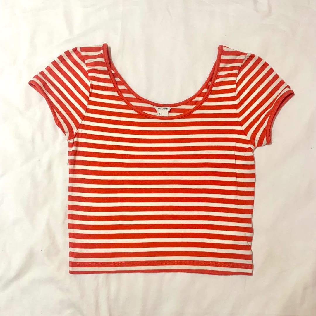 Forever 21 Orange stripey crop top, Women's Fashion, Tops, Shirts on ...