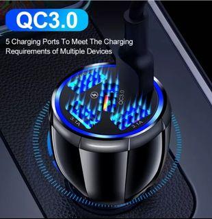 (FREE DELIVERY + WARRANTY + BRAND NEW LOCAL STOCK) 5 Ports USB Car Charger Quick Charge 3.0 Fast Car Lighter for Samsung Huawei Xiaomi iPhone Car Charger QC 3.1