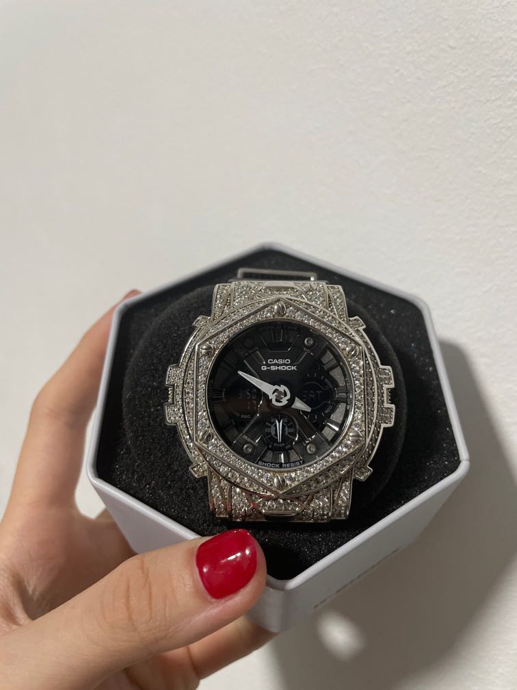 G Shock Swarovski Black and Silver 