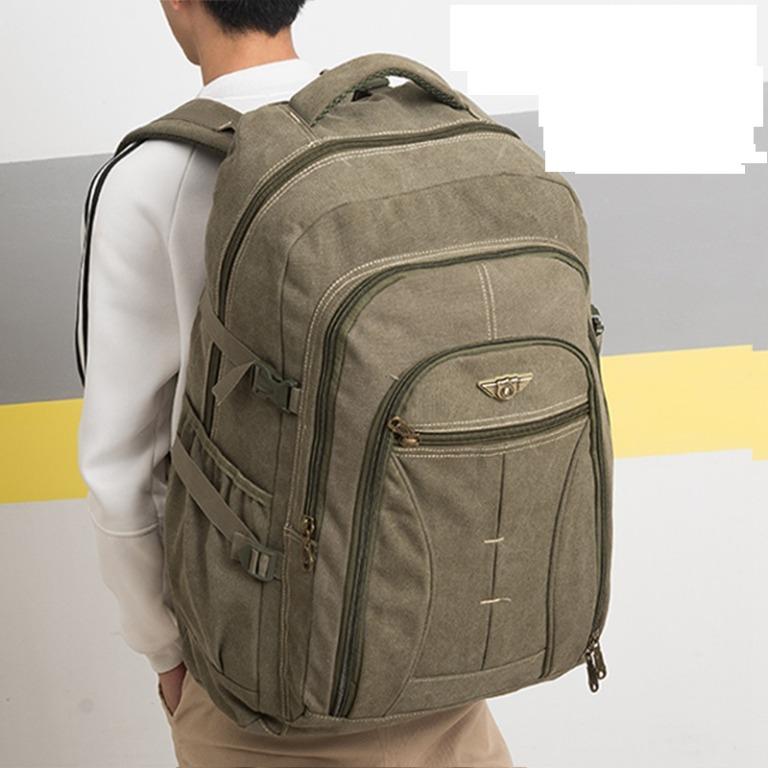 Aoking Canvas Military grn/Khaki/Blk laptop school travel backpack bag Rucksack 