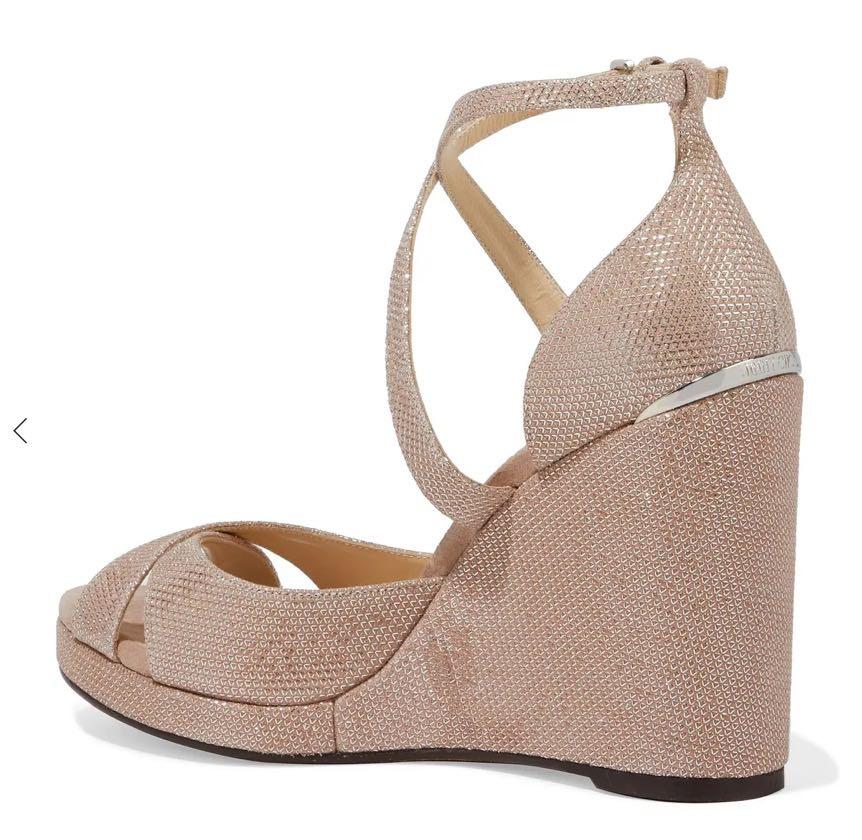 Jimmy Choo Alanah 105 glittered suede wedge sandals Luxury