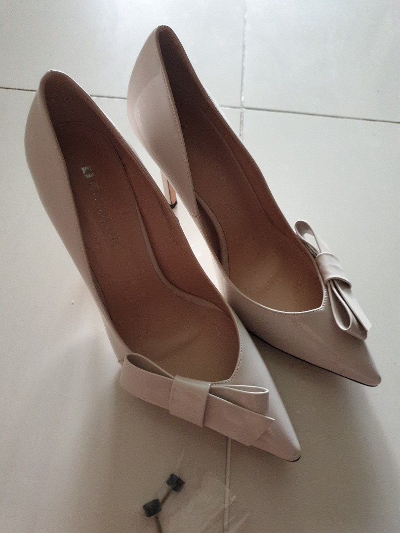 Kimmijim Nude Ribbon Bow Heels size 38 Women s Fashion
