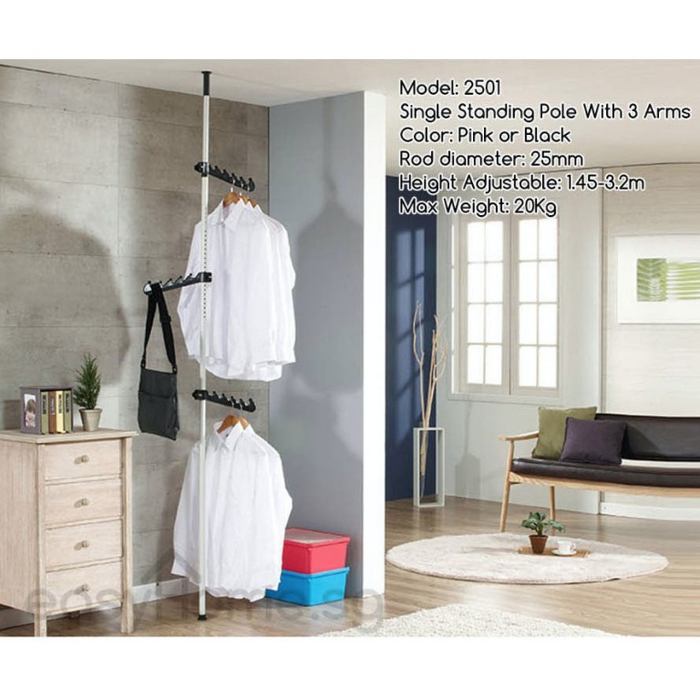 Korean Standing Pole Clothes Rack, Furniture & Home Living, Furniture