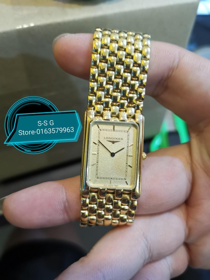 Longines rectangular cheap gold watch