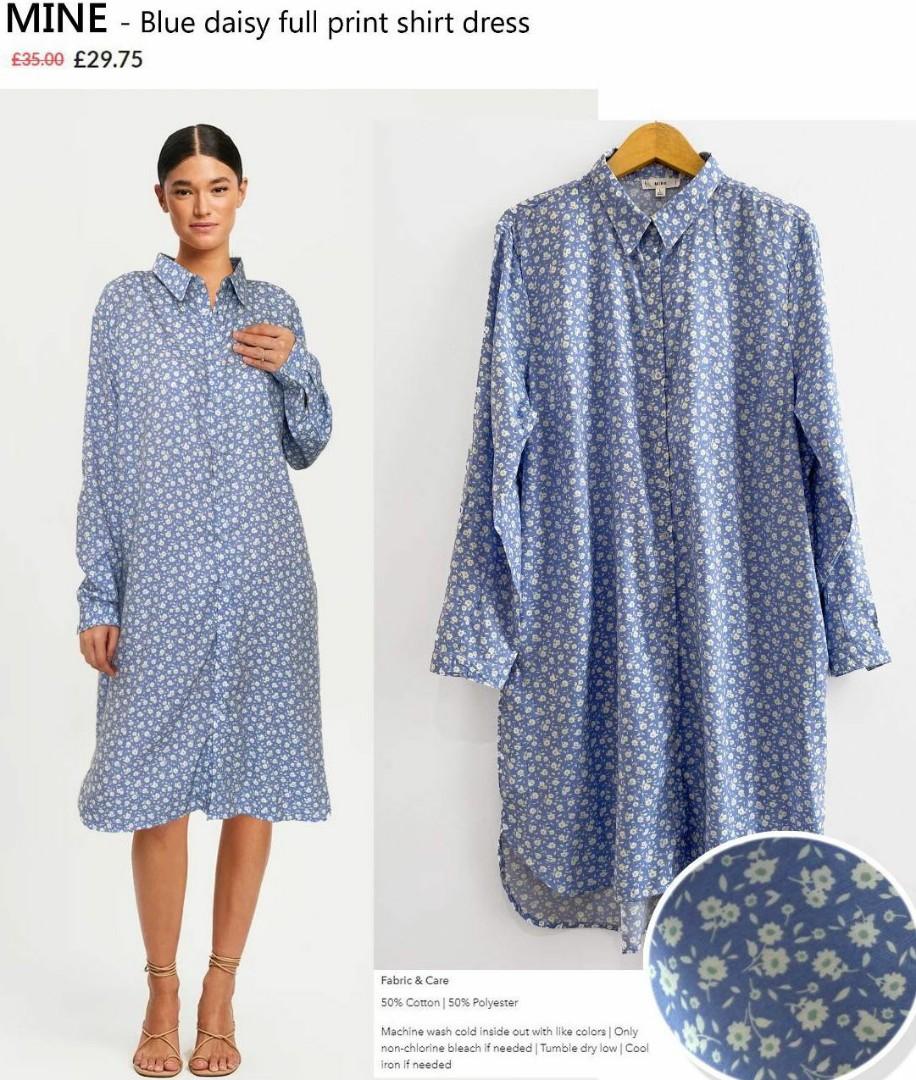 MINE button down shirt dress, Fesyen 