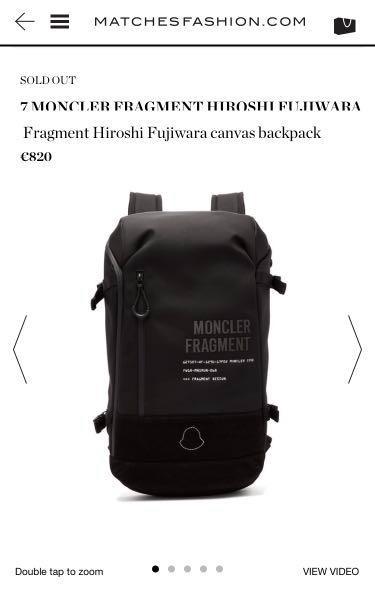 8 Oct MONCLER GENIUS 7 MONCLER FRAGMENT HIROSHI FUJIWARA ZAINO BACKPACK porter Carousell