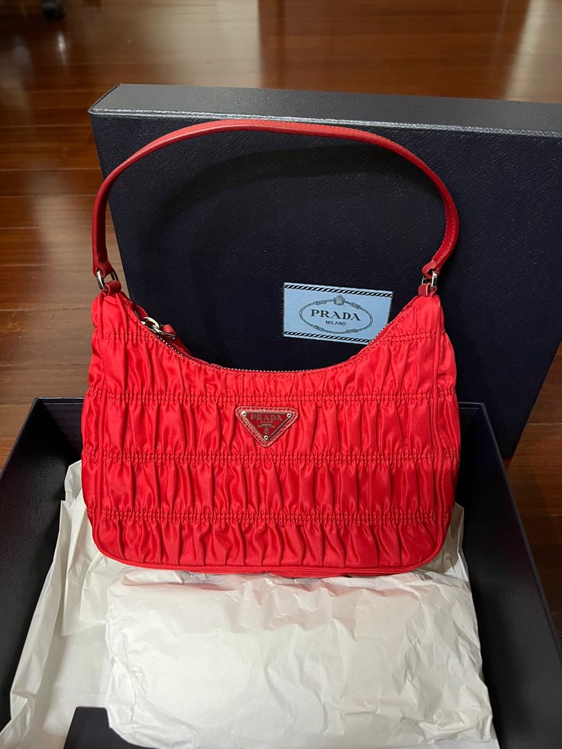 Prada nylon new arrivals shoulder bag red