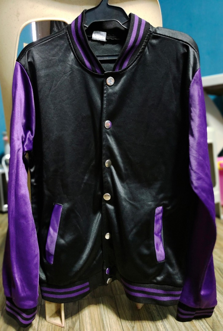 Black and purple letterman store jacket