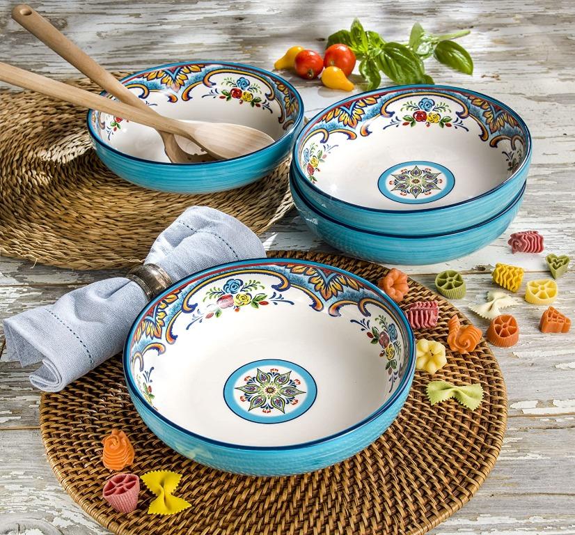 Earthenware Dishes Dinnerware Set Mexican Floral Design Multicolor 16Pcs Ceramic 