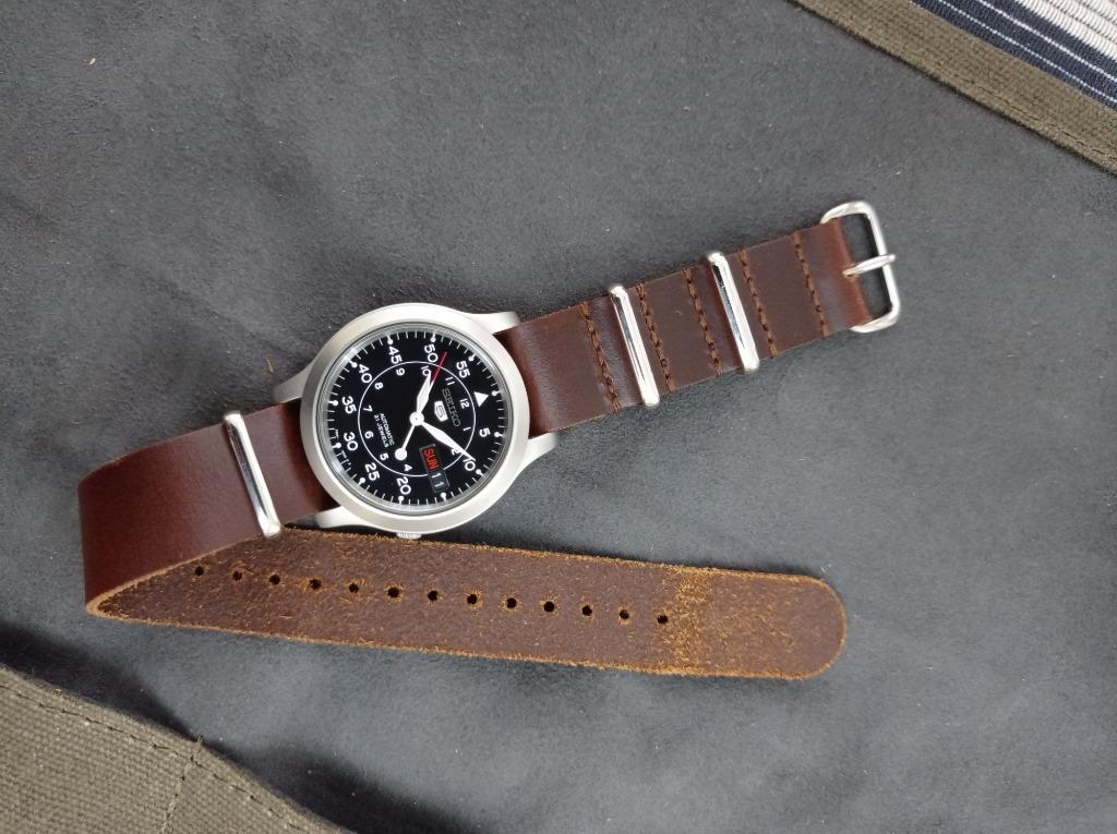 Seiko snk809 shop leather nato strap