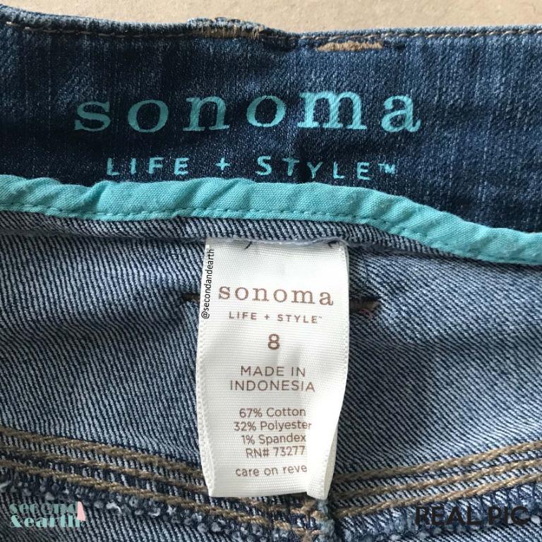 Sonoma (L) High Waist Pencil Denim Mini Skirt Blue Bawahan Pendek Rok  Pensil Highwaist Bahan Denim Tebal Biru Tua Polos Thrift Branded MW