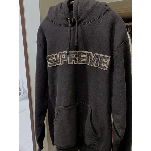 Supreme- 18FW Perforated Leather Hooded Sweatshirt