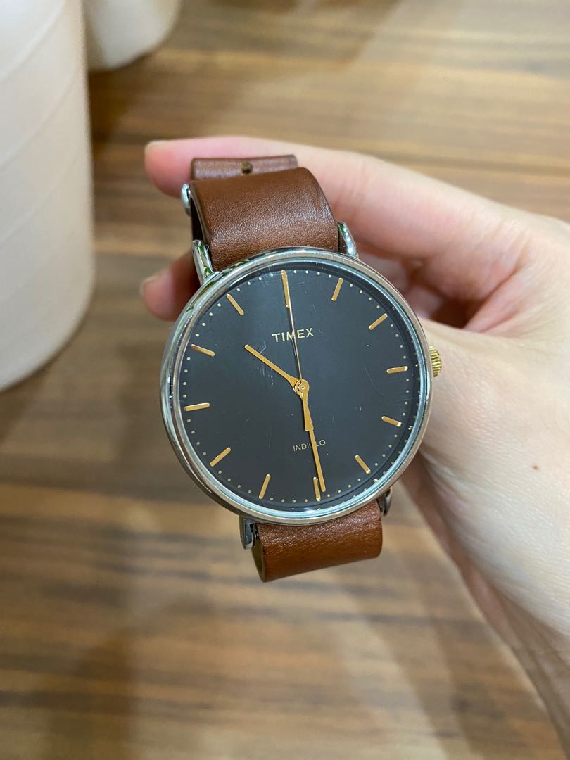 TIMEX Fairfield 41 Brown Leather Slip Thru Strap Watch