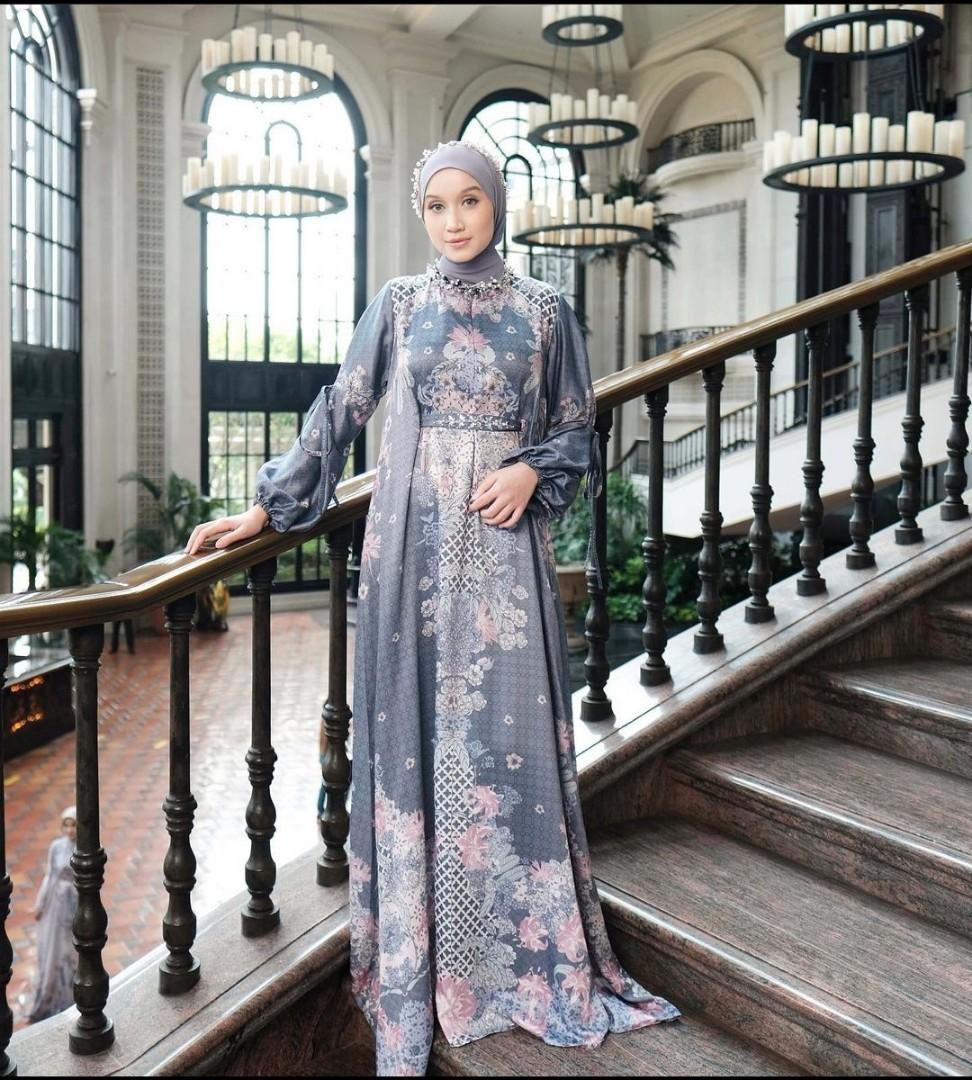 Vanilla Hijab Maya Dress Royal Blue XXL, Fesyen Wanita, Muslim Fashion