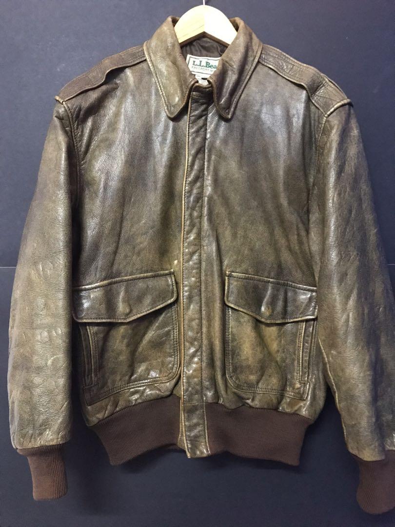 vintage L.L. Bean Leather Jacket Talon Zip Men s Fashion Coats