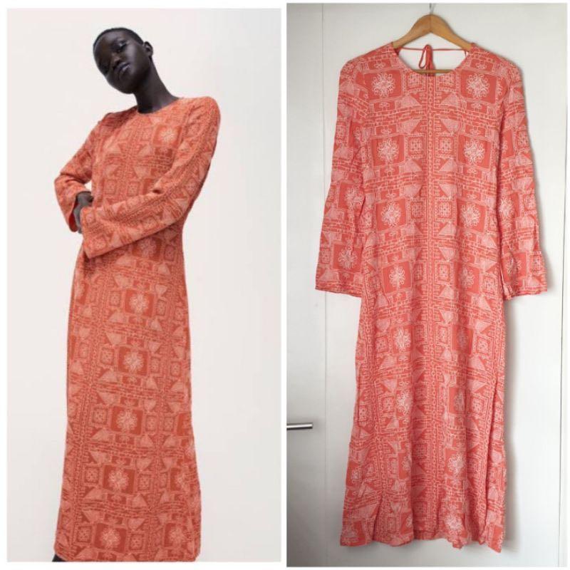 Zara Embroidered Maxi Dress, Fesyen 