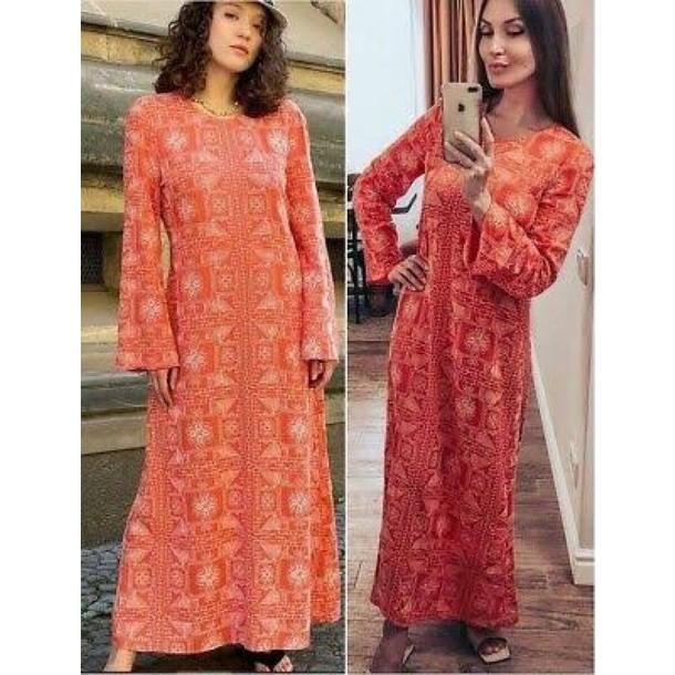 Zara Embroidered Maxi Dress, Fesyen 