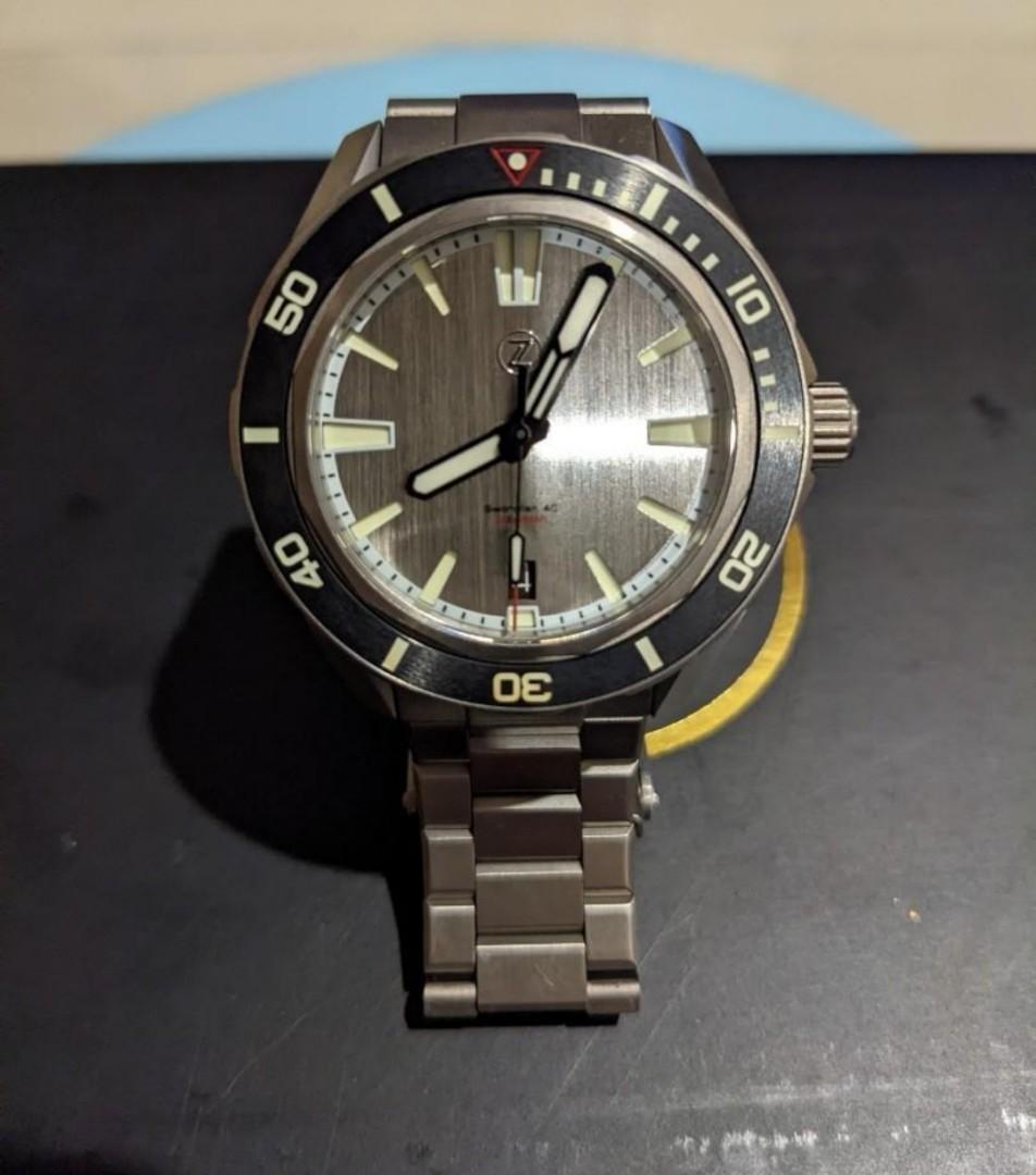 Zelos Swordfish Satin Titanium Automatic Men's Dive Watch 200 meters