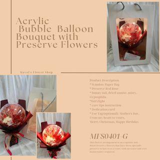 14cm Acrylic Bubble Balloon Bouquet with Preserve Flowers