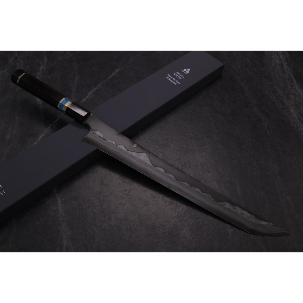 二唐 鬼殺富士月暗紋亂打青二鋼先丸柳刃330mm 日本高級廚刀二唐刃物鍛造所nigara Hamono 傢俬 家居 廚具和餐具 刀和砧板