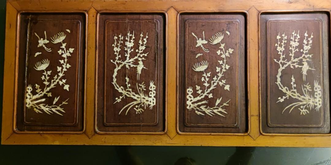 Bone Inlay Panels Antique 4 pieces of Chinese bone inlay panels, Hobbies & Toys ...