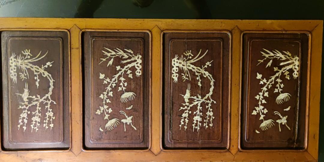 Bone Inlay Panels Antique 4 pieces of Chinese bone inlay panels, Hobbies & Toys ...