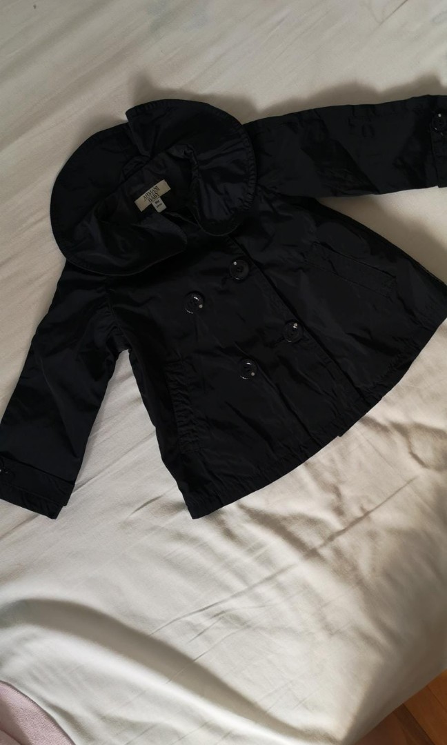 Armani Baby Black Trench Coat for your Mini Fashionista Never worn in new mint condition. Light weight. Size per tag for 9 months old boy girl. Babies Kids Babies Kids