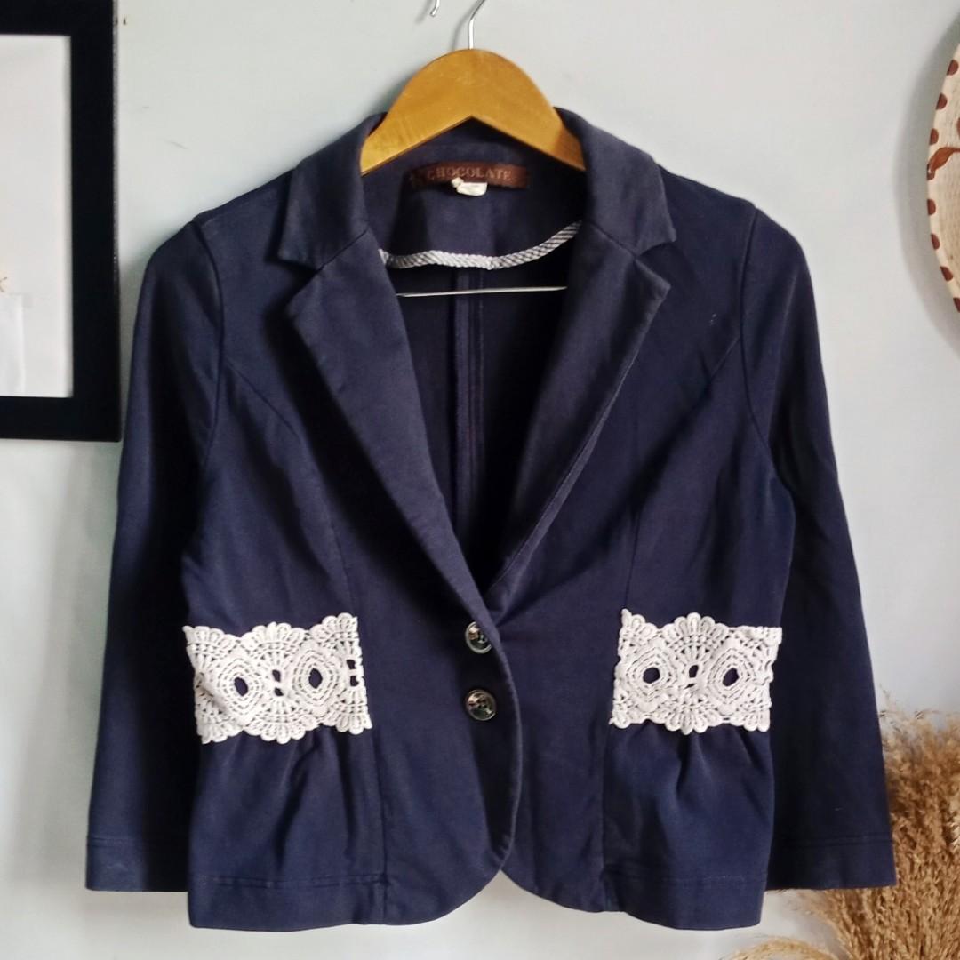 Atasan Outer Blazer Chocolate, Fesyen Wanita, Pakaian Wanita, Atasan di  Carousell
