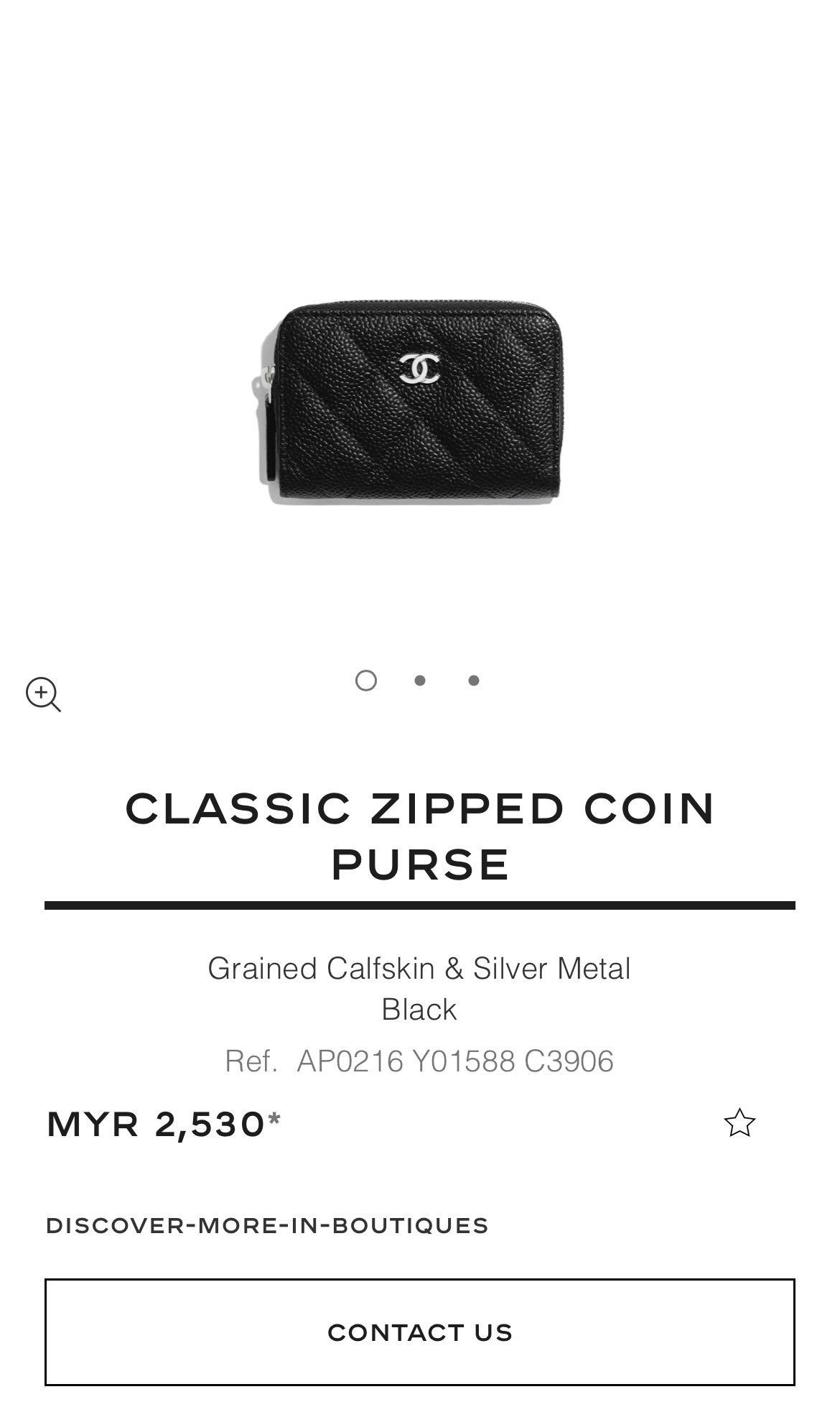 Chanel CHANEL Classic Zip Coin Purse Black Lambskin AP0216 Round