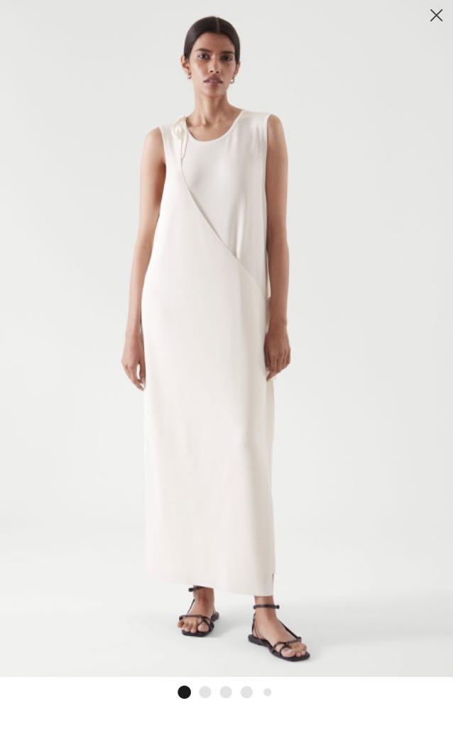 cos white knit dress COS Women's Buttoned Milano Knit Mini Dress in White | Cotton