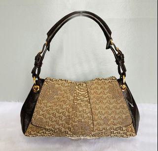 JohairiStore: Authentic BONIA Monogram Leather trim Sling Bag (SOLD)
