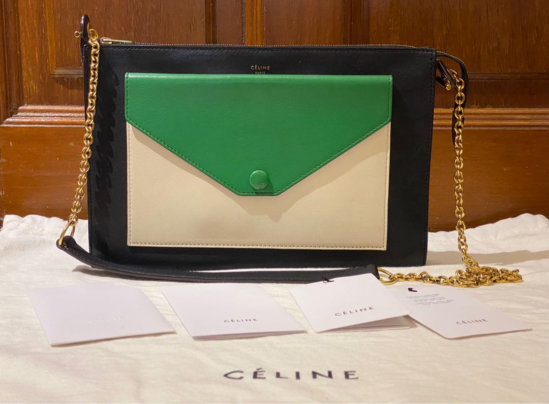 Celine Multicolor Leather Pocket Envelope Shoulder Bag