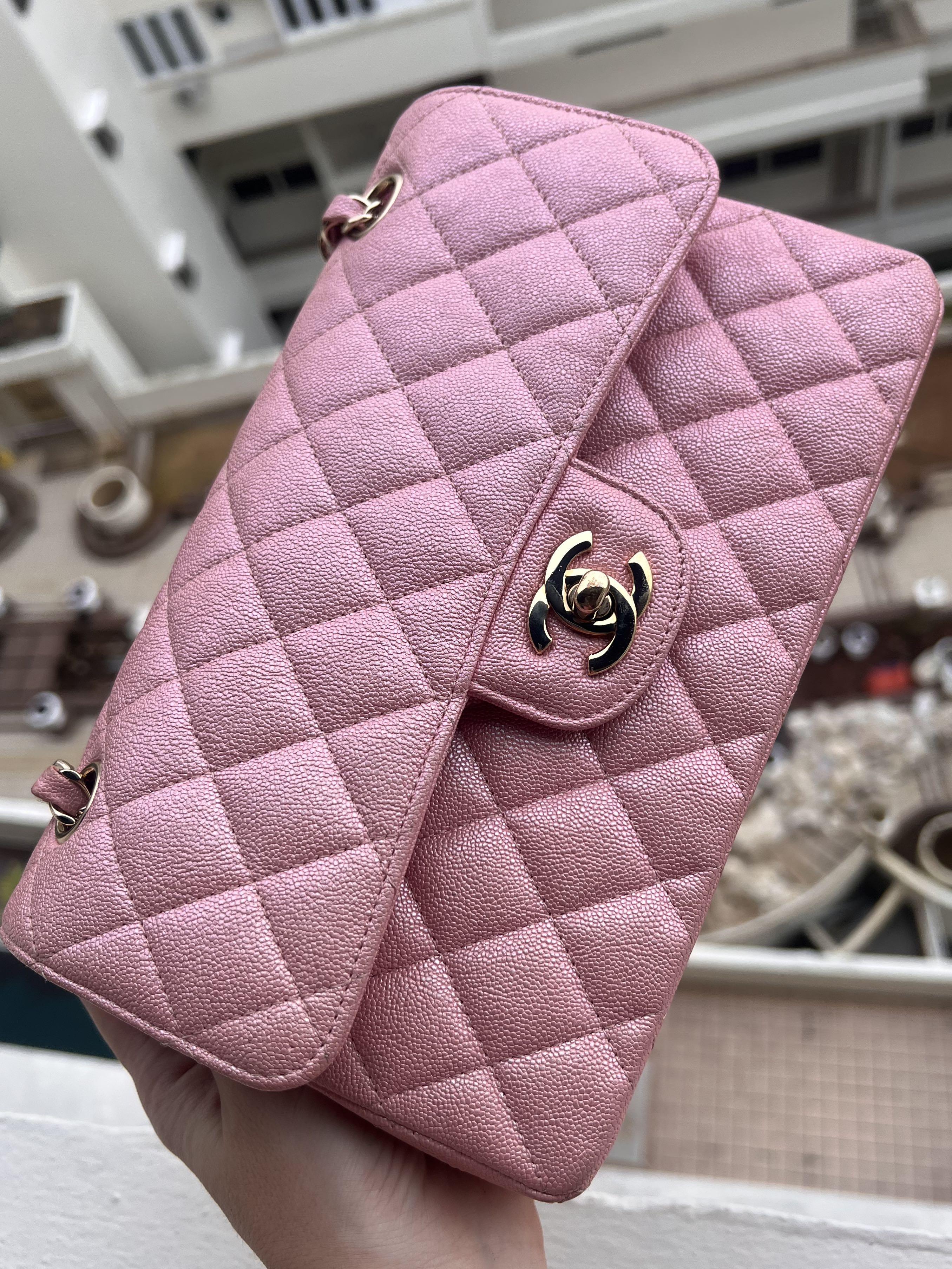 Chanel 19S iridescent pink classic small, Luxury, Bags & Wallets on  Carousell