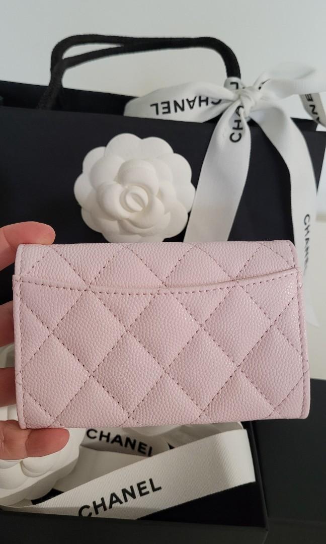 NWT💗Pretty Limited 22B CHANEL Classic Big Gold CC Snap Card Holder Wallet  Pink