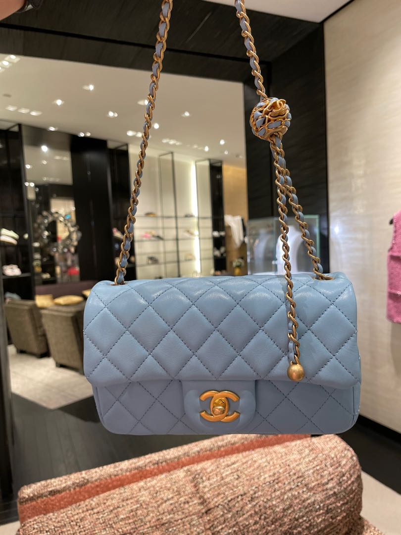 SOLD Chanel New Pearl Crush Mini Rectangle in 22S Blue Lambskin and  AGHW Luxury Bags  Wallets on Carousell