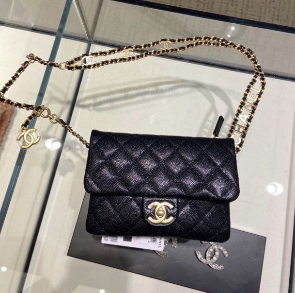 Chanel Belt bag black caviar 22s, 名牌, 手袋及銀包- Carousell